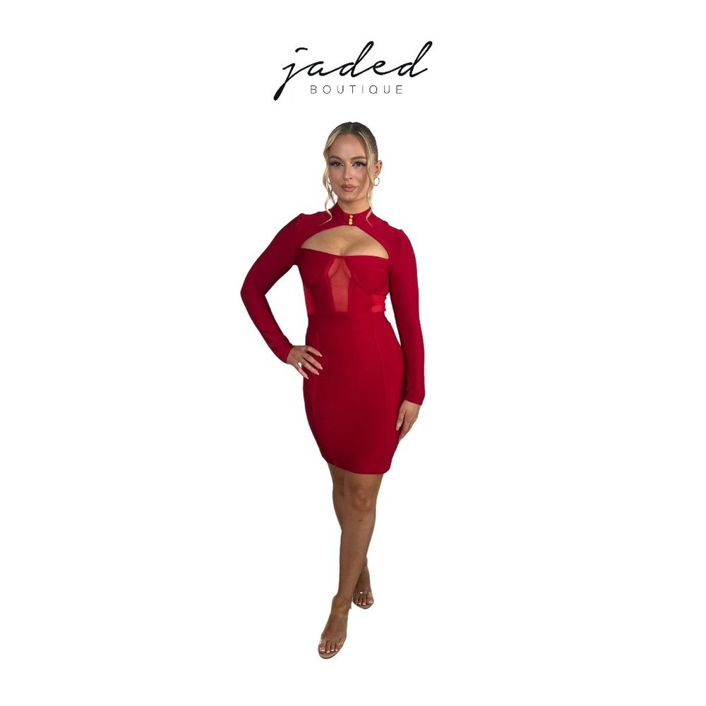 Burgundy Red Long Sleeve Dress